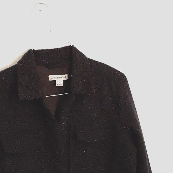 coldwater creek jacket brown wool blend m tweed blazer classic old money minimal - Picture 8 of 9